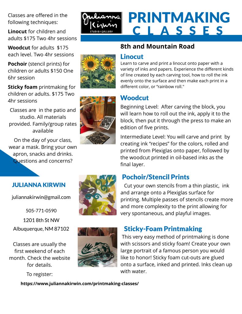 Printmaking Classes flyer